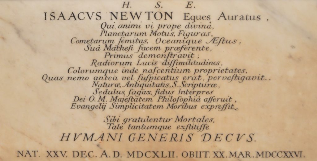 newton epitaph westminster abbey