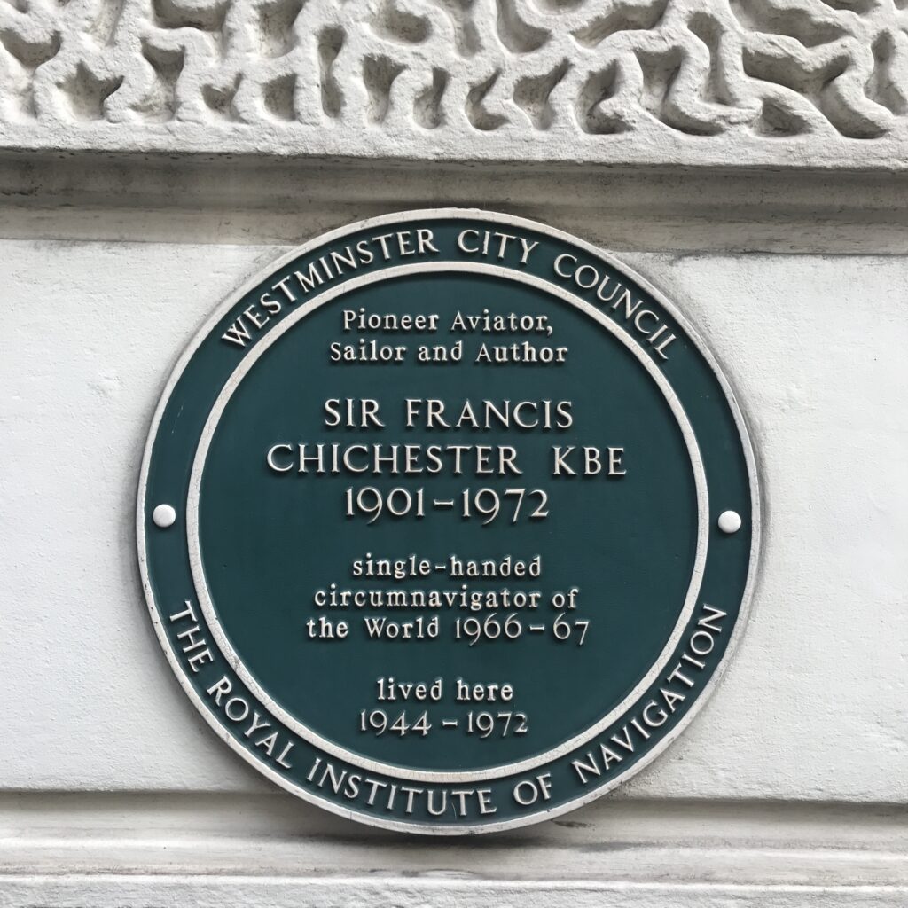 green plaque to Sir Francis Chichester