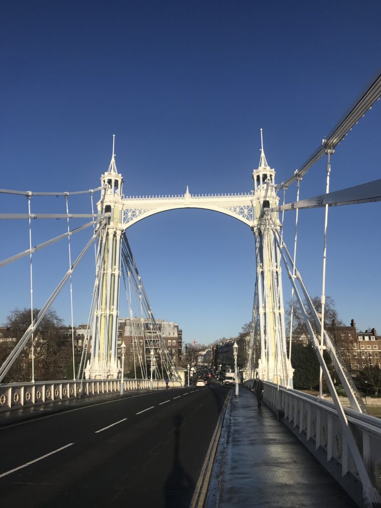 albert bridge london in sunshine