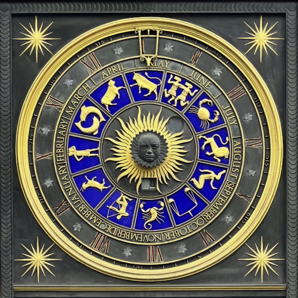 astrological clock on bracken house london